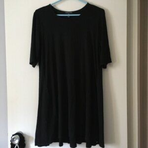 EILEEN FISHER Black Classic Stretch Viscose Short Sleeve Tee Dress M